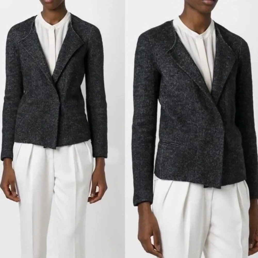 Isabel‎ Marant Etolie Denzel Wool Jacket Women Sz 34 Gray Crop Buckle Classic